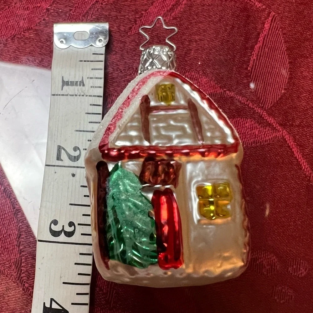 Vintage Ornament West Germany Blown Glass House Christmas Mercury Gingerbread